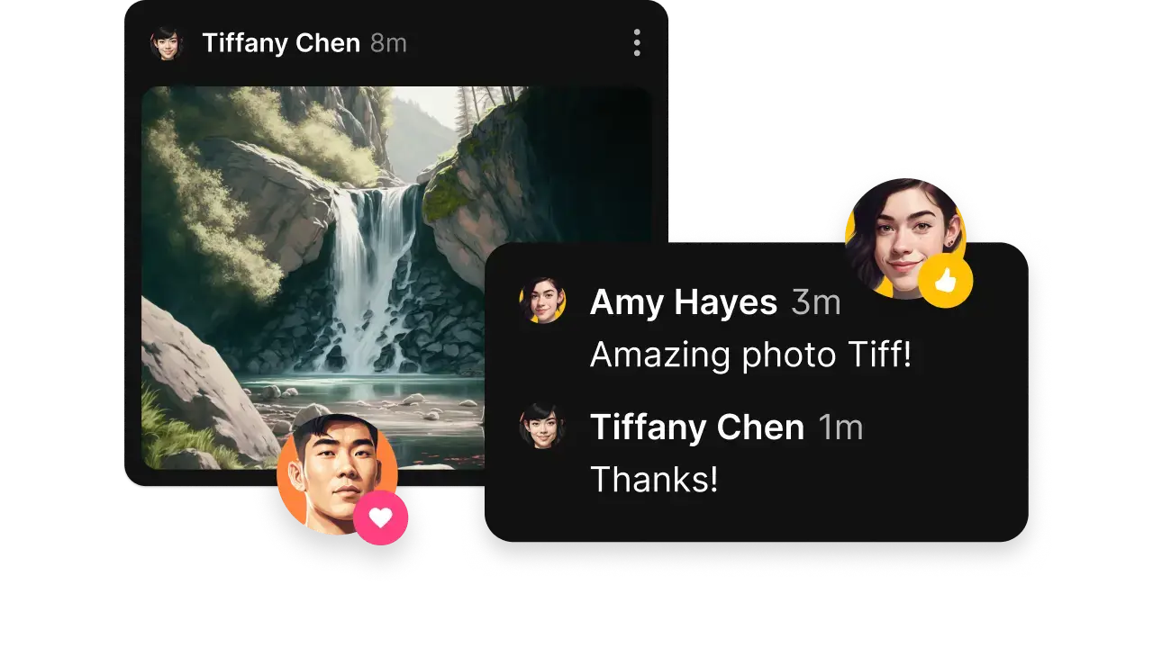 Several people adding, commenting on and liking posts on one shared padlet