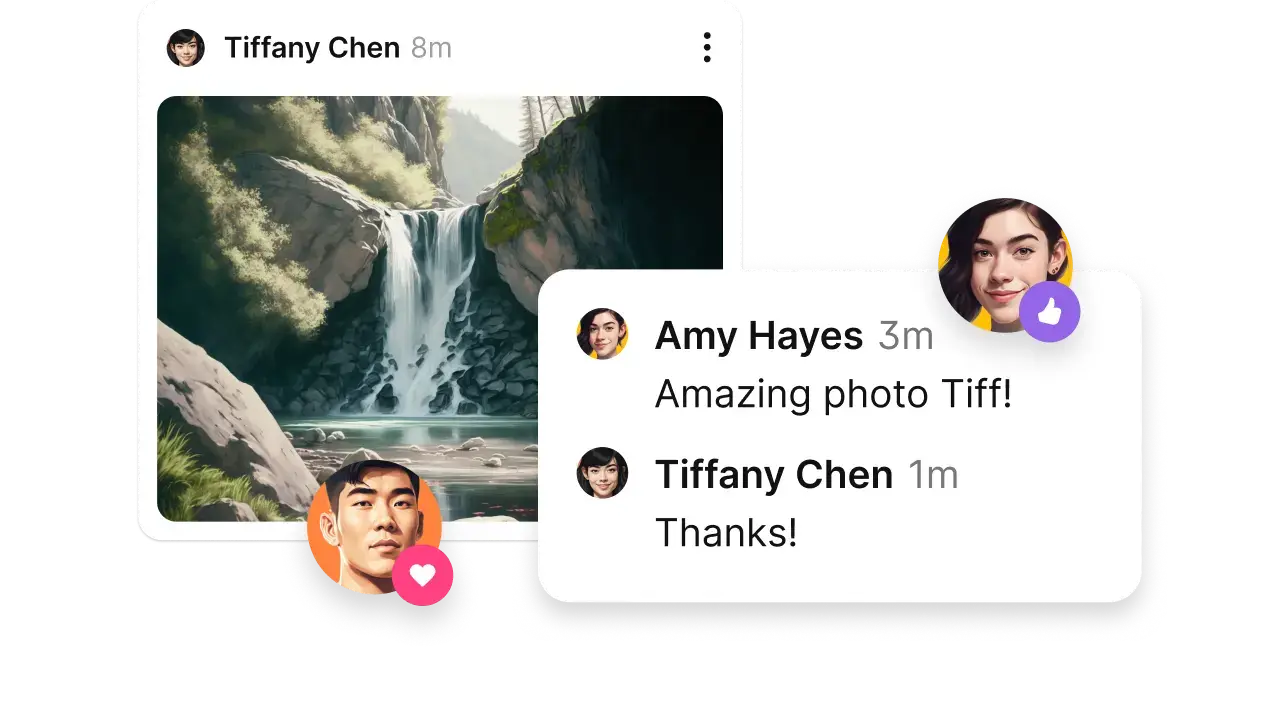 Several people adding, commenting on and liking posts on one shared padlet