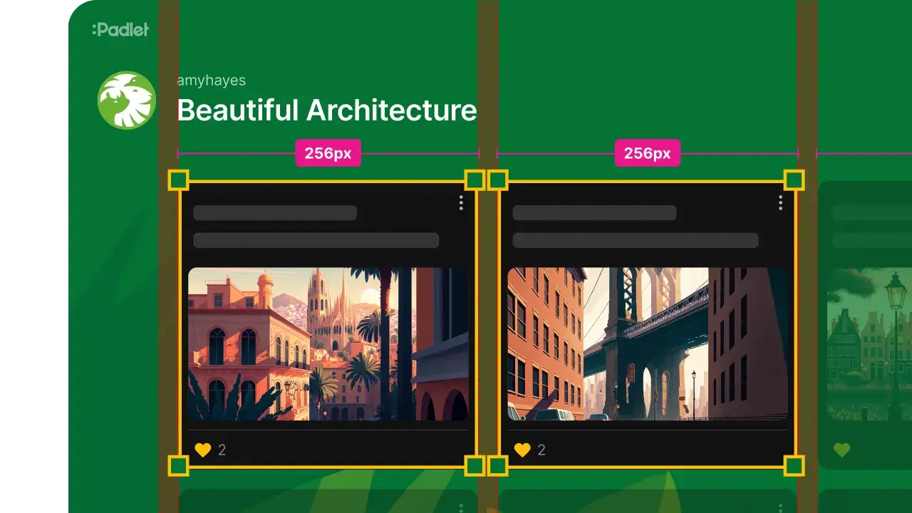 A padlet with pixel-perfect type, automatically aligned posts and vivid file previews