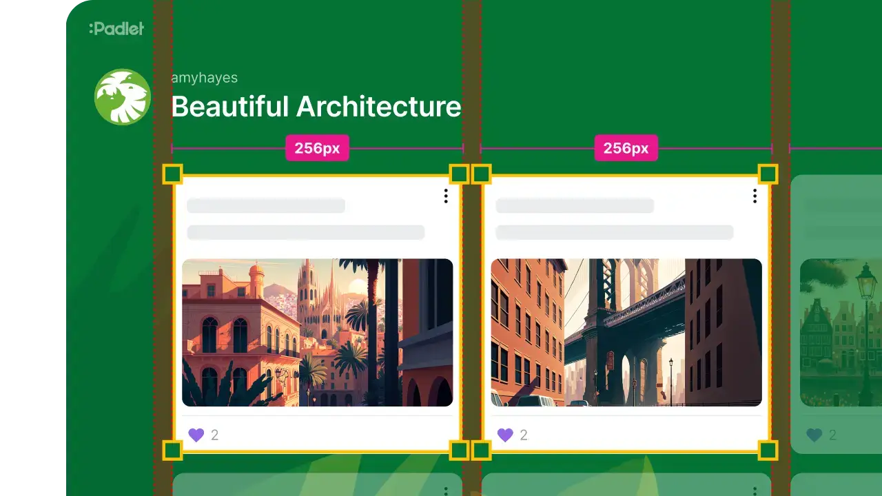 A padlet with pixel-perfect type, automatically aligned posts and vivid file previews