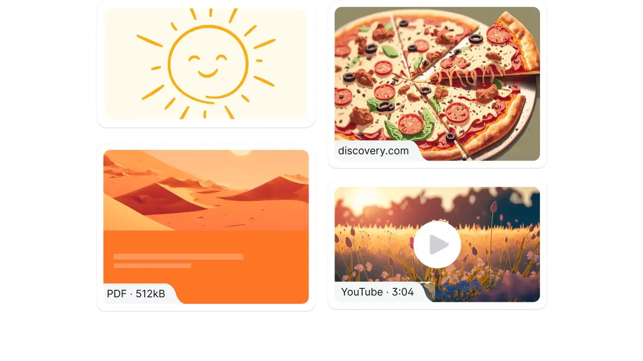 Posts holding images, audio, video, files, links and drawings on one padlet