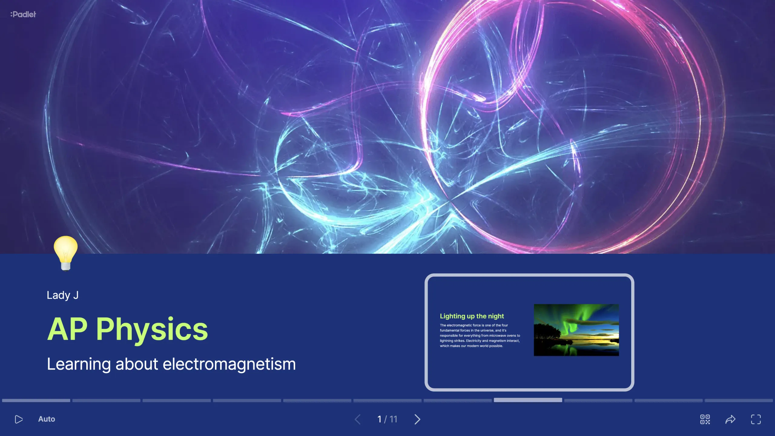 A slideshow on Electromagnetism, a topic tested in AP physics.
